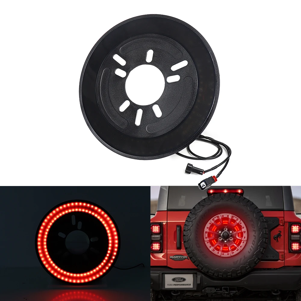 

LED Tire Wheel Third Brake Lights Red for Ford Bronco 2021 2022 2023 -Present 2 Door or 4 Door Accessories