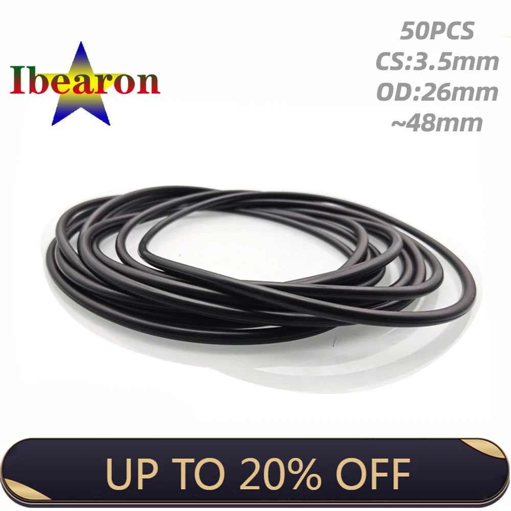 

50PCS Black O Ring Gasket CS 3.5mm OD 26mm~48mm NBR(Nitrile Rubber Buna) Round O Type Corrosion Oil Resistant Seal Washer