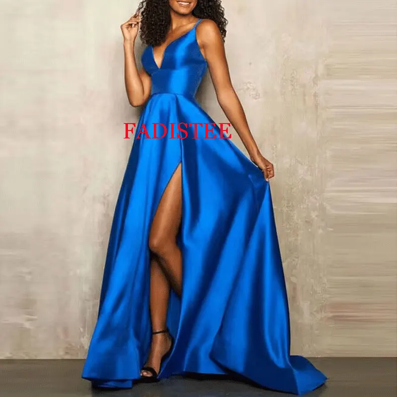 

Женское длинное вечернее платье с V-образным вырезом