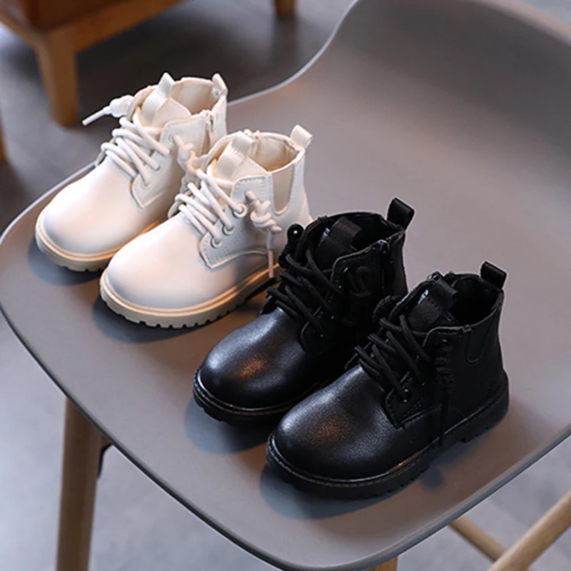 

2022 New Children Casual Shoes Martin Boots Boys Shoes Fashion Leather Soft Anti Slip Girls Boots Sport Running Shoes Size 21-30