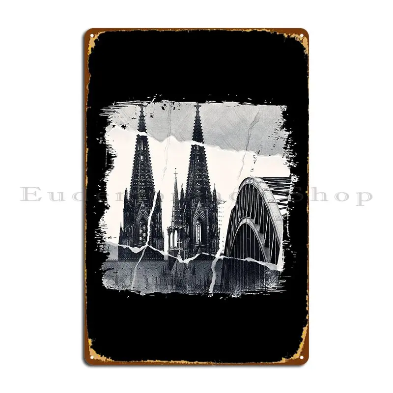 Оловянный плакат в стиле ретро с изображением очертания города одеколона