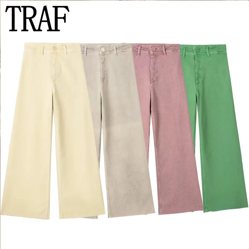 

Брюки-Багги женские джинсовые с завышенной талией и прямыми штанинами