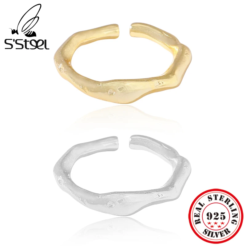 

S'STEEL Irregular Rings For Women Luxury Sterling Silver 925 Gold Adjustable Vintage Rings Best Sellers 2022 Products Jewelry