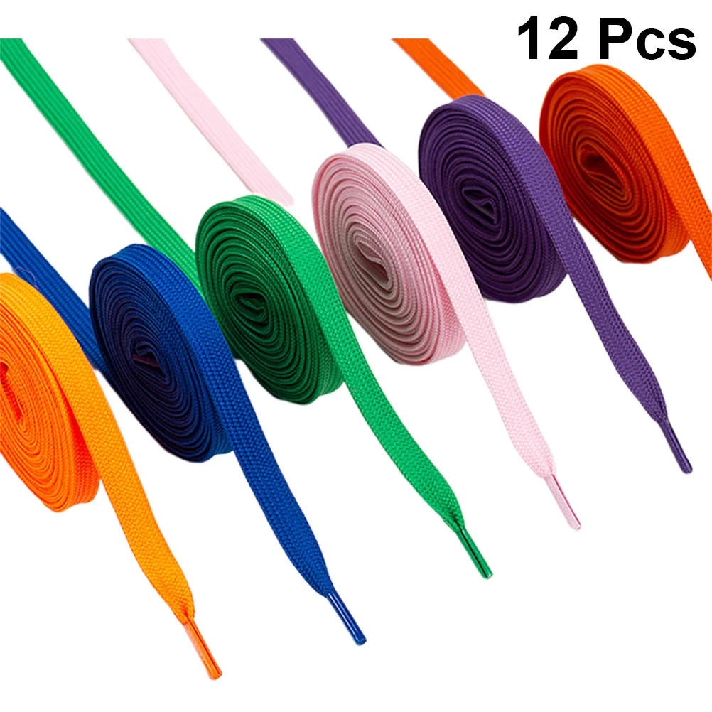 

12 Pairs Colorful Shoe Laces Double Layers Shoelaces Strings Flat Shoe Lace for Mountaineering Running Shoes Sneaker Casual