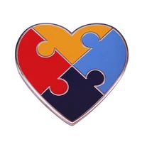 autism awareness heart jigsaw puzzle gift pin bag fashionable creative cartoon brooch lovely enamel badge clothing accessories