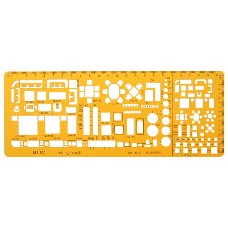 

Y1UB Professional Architectural Template Ruler Drawings Stencil Measuring Tool Supply