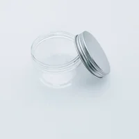 50pcs/lot Clear Aluminum Cap Round Canister Balm Wide Mouth Plastic Cosmetic Container  Refillable Canister Travel Storage Jars