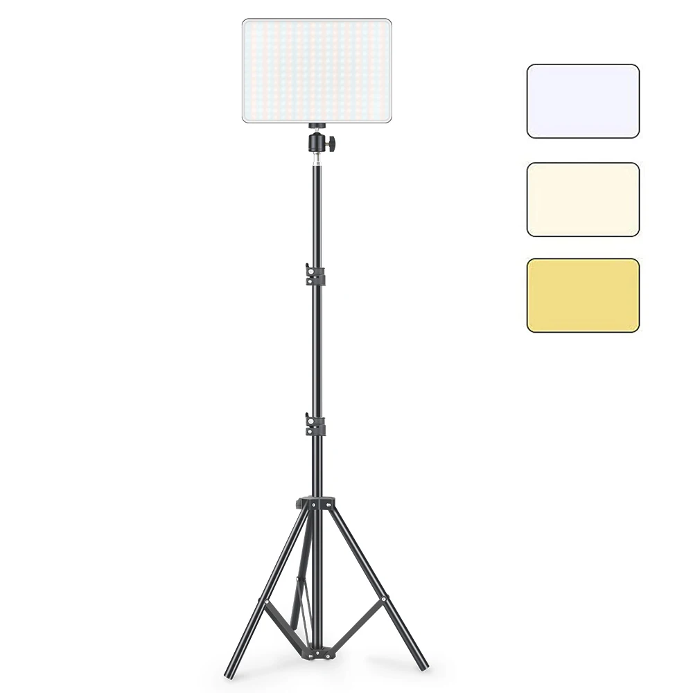 

LED Video Light Dimmable Bi-Color Panel Lamp 3200K-6000K Stand Light for Photography YouTube Game Video Shooting Live Stream