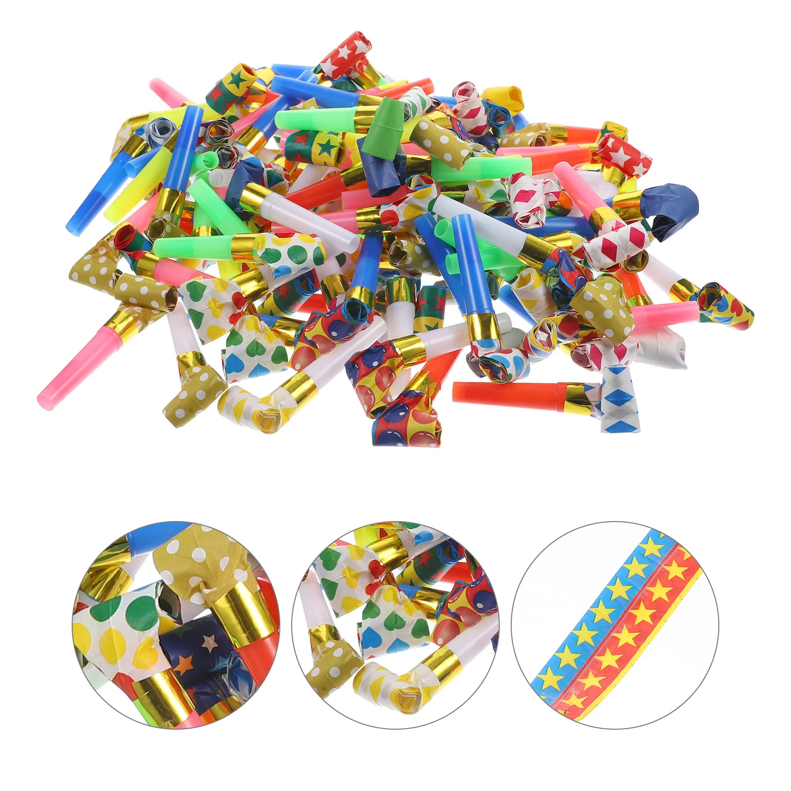 

100 Pcs Musical Blow Out Gifts Blowers Funny Blowouts Plastic Noisemakers