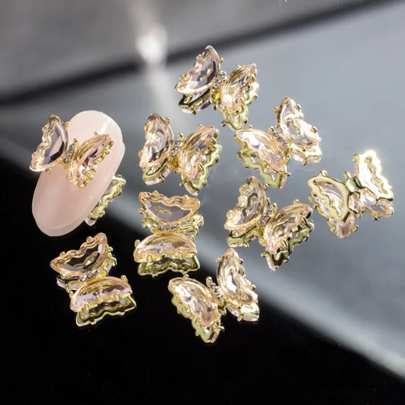 

5Pcs Aurora Crystal Butterfly Nail Jewelry DIY Three-dimensional Crystal Butterfly Nail Rhinestone Nail Art Parts Korean