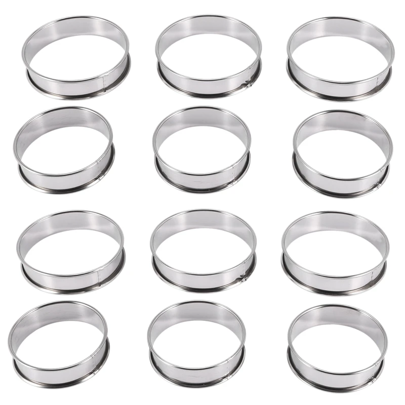 

12 упаковок, двойные свернутые английские кольца для маффинов, кольца из нержавеющей стали, термостойкие кольца для маффинов