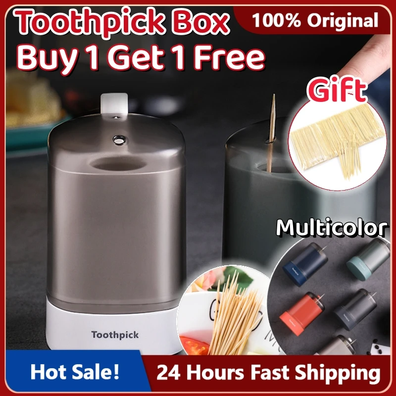 

Pop-up Automatic Toothpick Dispenser Portable Plastic Toothpick Holder Container Creative Press Toothpick Storage Box Organizer