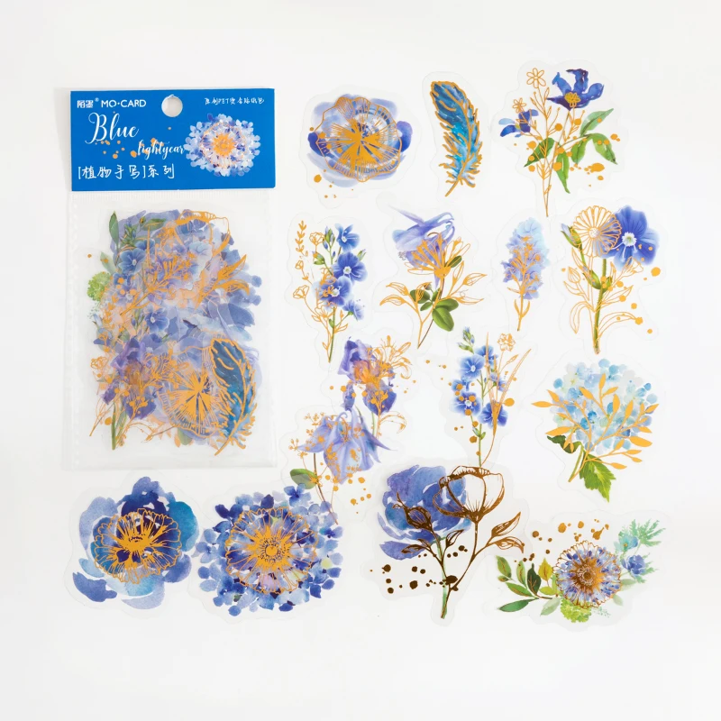 30 pcs/Bag Waterproof Golden Figure Colorful Flowers Plants Decoration Journal Stickers