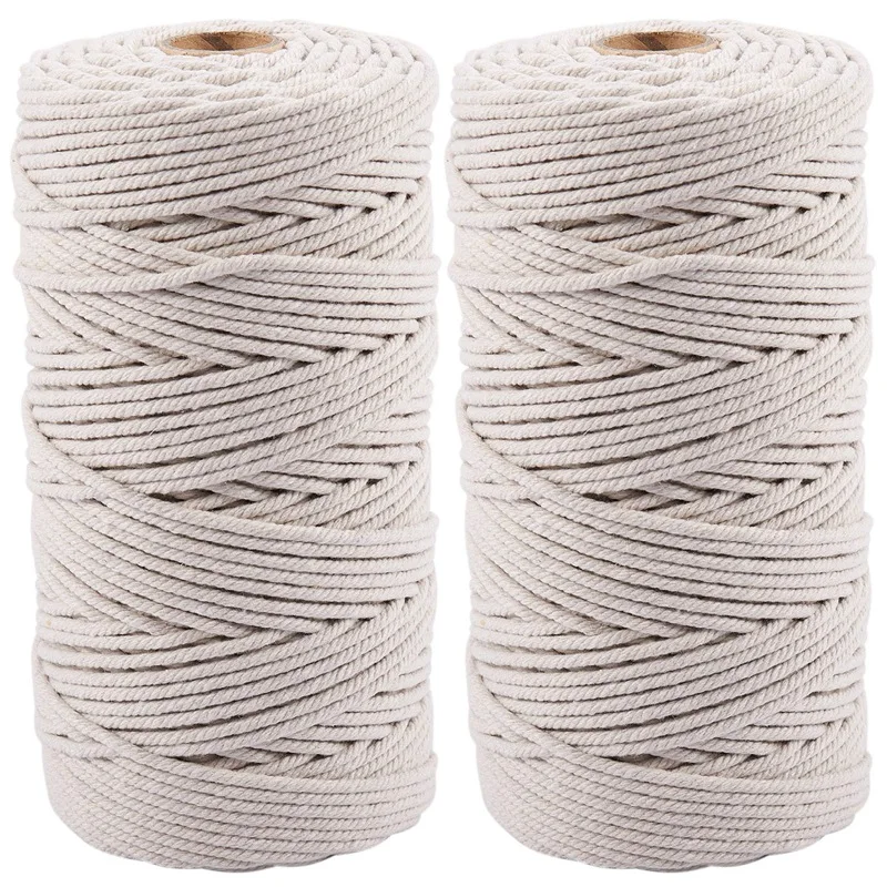 

Хлопковый шнур ручной работы для вязания, 2 шт., 3 мм x 200 м