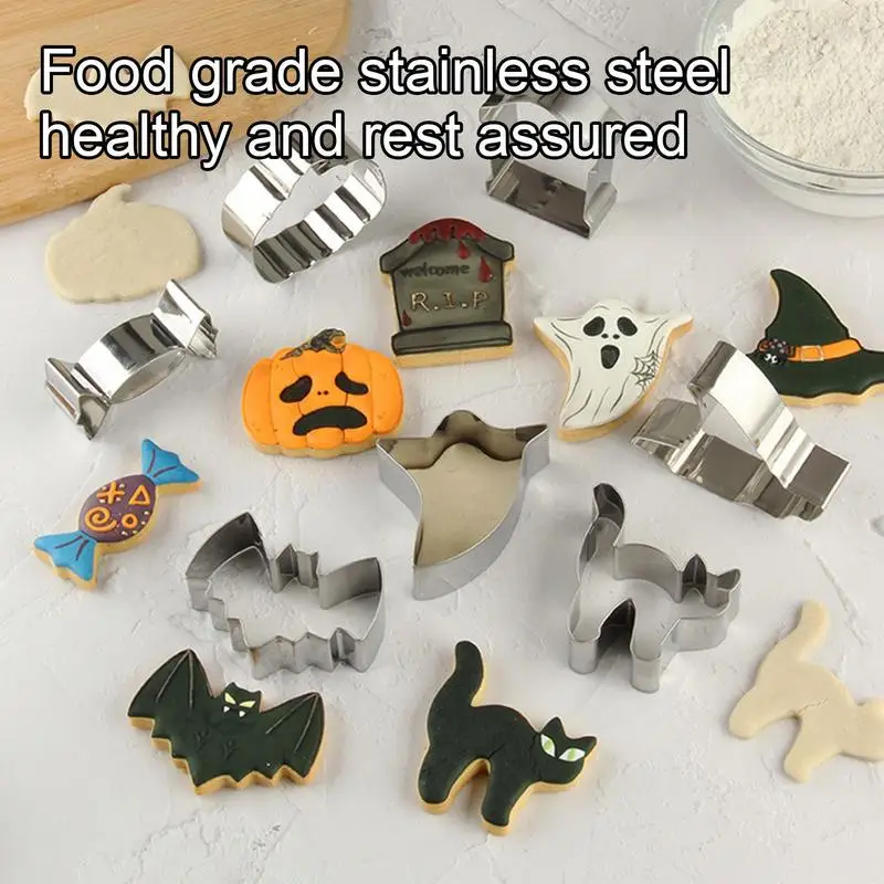 

Cookie Cutters Halloween Style 12pcs DIY Stainless Steel Halloween Biscuit Shapes Set Pumpkin Ghost Shapes Halloween Theme Party