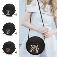fashion small round bag ladies new messenger round bags funny samurai letter printing ladies messenger one shoulder handbag