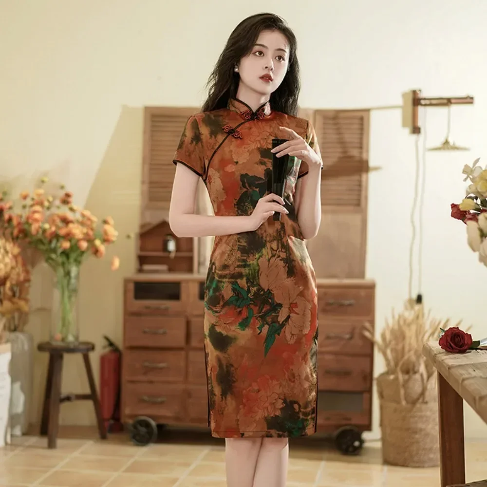 Cheongsam Qipao модная одежда повседневное элегантное винтажное платье в этническом