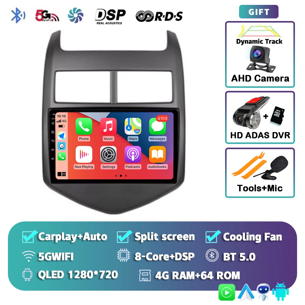 

Автомагнитола CarPlay, мультимедийный плеер на Android 14 для Chevrolet Aveo 2 Sonic T300 2011-2015, GPS-навигация, стерео аудио 2din