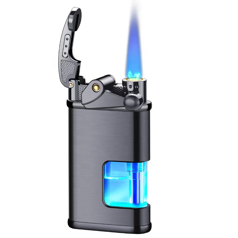 

Personality Creative Ignition Rocker Arm Lighter Direct Jet Flame Lighter With LED Light Cool Color-Changing Igniter