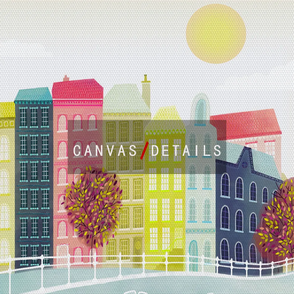 Красочный городской пейзаж плакат внутренняя река лодка искусство печатная