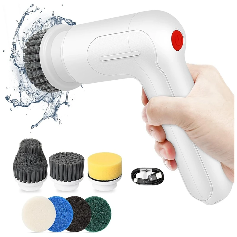 

Electric Cleaning Brush Cleaning Device With 7 Replaceable Cleaning Heads, Rotary Scrubber