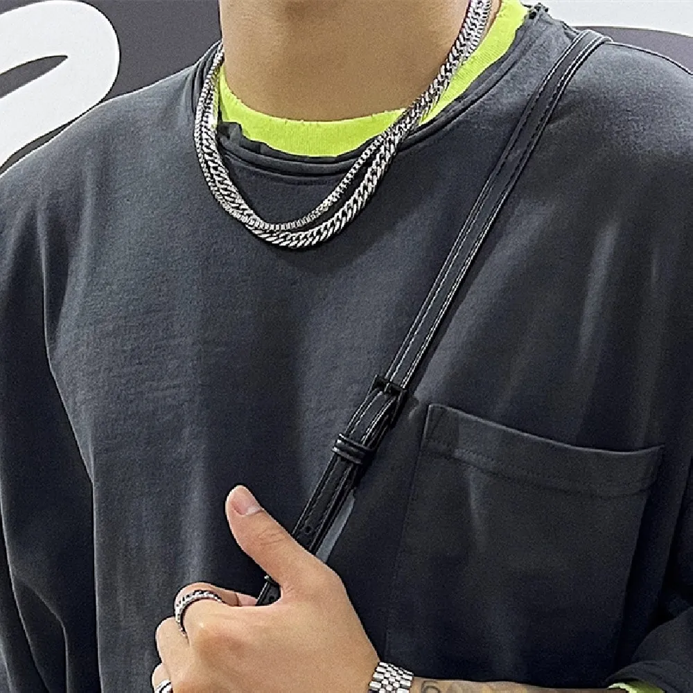 

Trendy Stainless stee Necklace Simple Thick Chunky Chain Layer Necklace for Women Men Goth Grunge Emo Y2K Jewelry Gift 2022