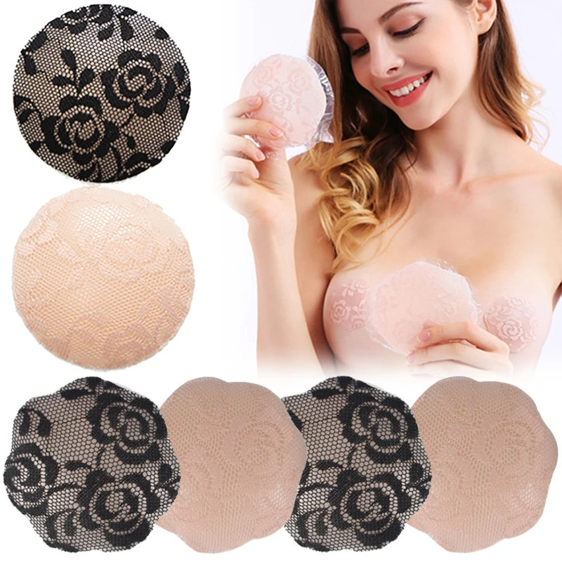

Invisible Chest Sticky Women Intimates Lace Surround Silicone Nipple Cover Pads Selt Adhesive Breast Petals Nipple Sticker Pad