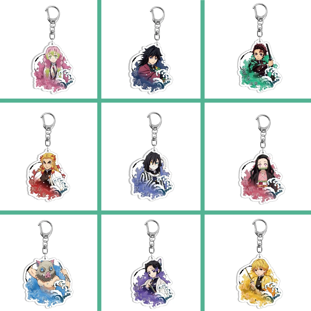 

1pc Anime Keychain Demon Slayer Cartoon Figures Acrylic Decorartion Pendant Bag Accessory Chain Nezuko D