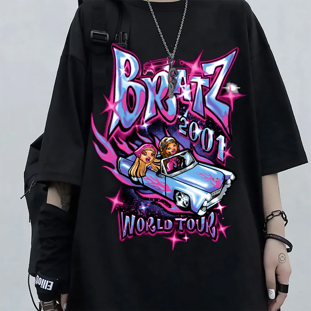 Bratz T Shirts Women Oversized T-shirt Aesthetic Harajuku Y2k Tops Men Streetwear Black Casual 100% Cotton Short Sleeve Tshirt