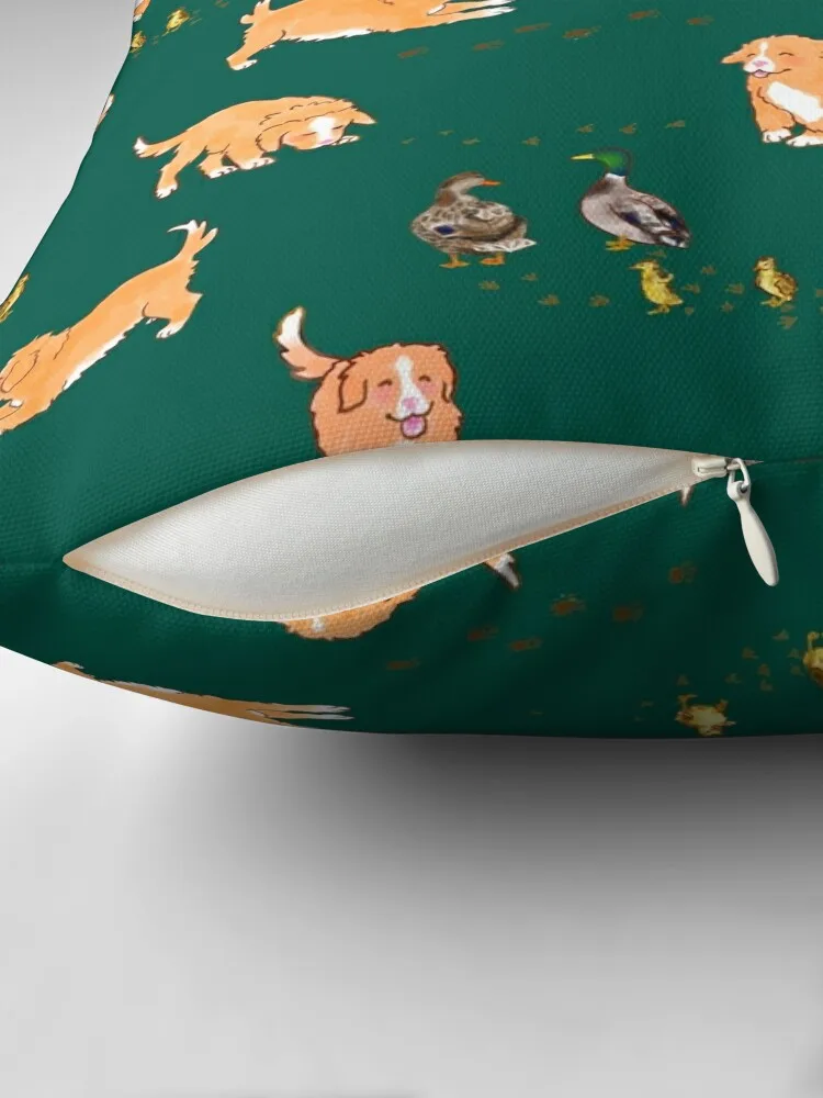 Толлер щенки и утки - лесная зеленая декоративная подушка подушки для кровати