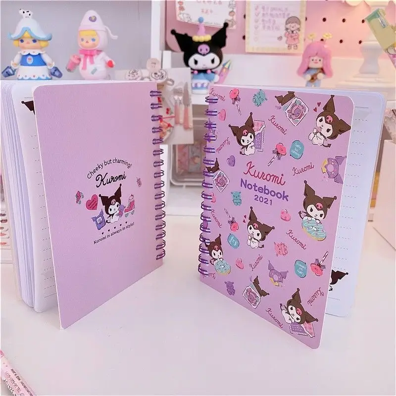 A6 Kawaii Sanrioed Notebook Kuromi My Melody Cinnamoroll Cute Cartoon Coil Hand Account Diary Office Account Book Gift for kids