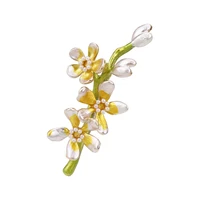 vintage daisy pearl brooch plant flower drip oil accessories jasmine petal alloy brooch