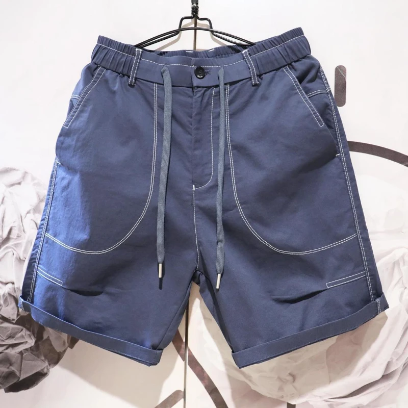 

Man Short Pants Drawstring Bermuda Shorts for Men Cargo Essential Summer New In Pant 2023 Cotton 3 Quarter Thin Designer Loose