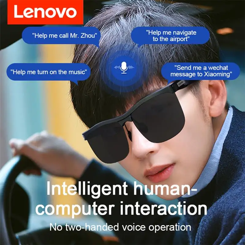 

Lenovo MG10 умная Беспроводная Bluetooth-совместимая гарнитура 5,0, музыкальные очки, солнцезащитные очки, наушники, спортивные наушники