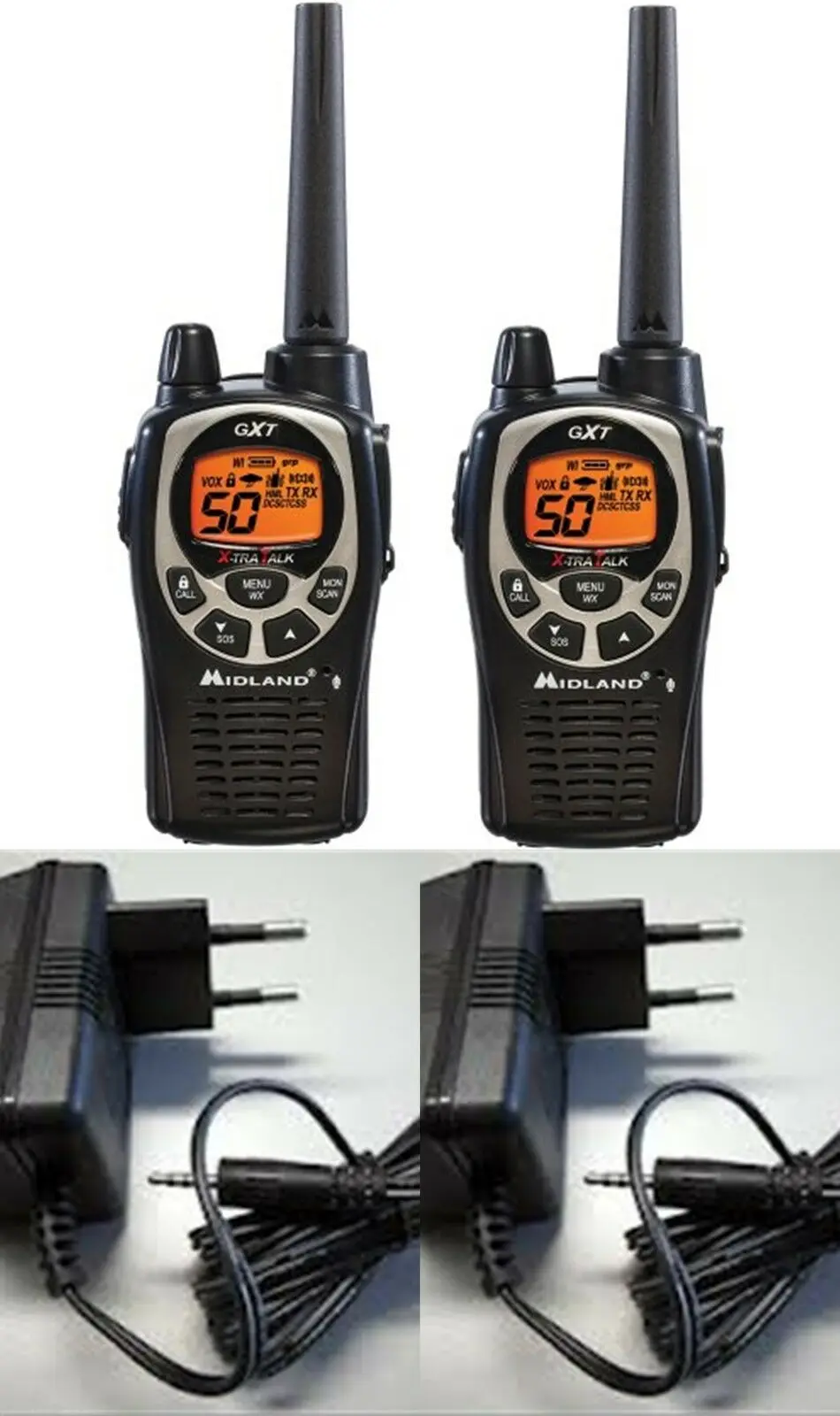 

ML1 2 Walkie Talkie Midland GXT1000 5W With Chargers Individual - Pack Special