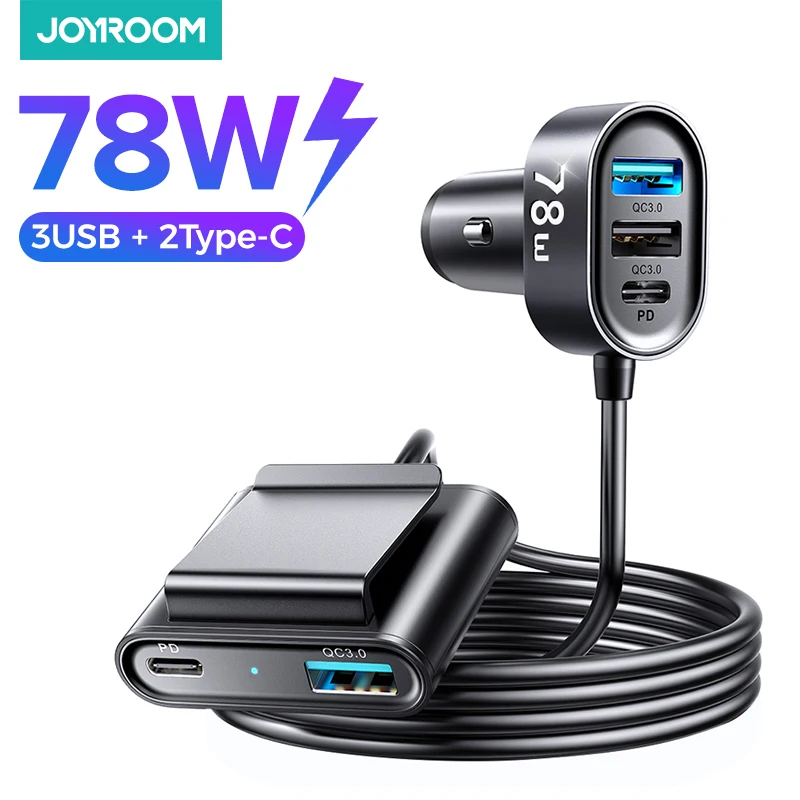 Автомобильное зарядное устройство Joyroom 5 в 1 78 Вт быстрое автомобильное USB C PD 3 0 QC 4