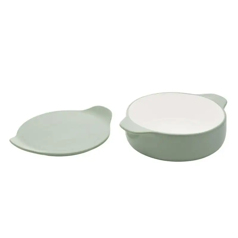 

Vitrified Stoneware Round Casserole Baker with Lid in Pistachio Green