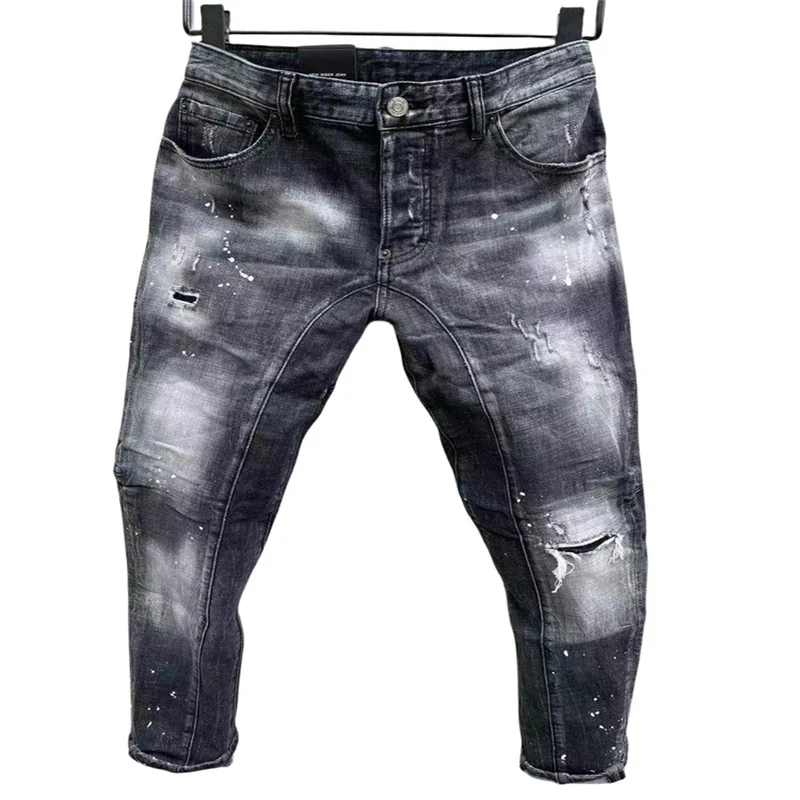 

Мужские мотоциклетные джинсы с дырками, стирающиеся джинсы в стиле ретро, модель T156, 2023