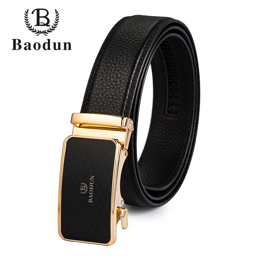 BAODUN Men Belts Metal Automatic Buckle Brand High Quality Leather belts for men Famous Brand Luxury Work Business Strap man