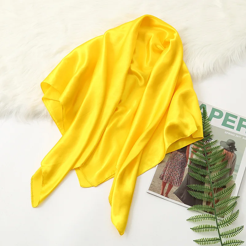 

Solid Color Satin Profession Scarf Fashion Grace Turban Simple Neck Brace False Collar 90*90CM Comfortable Soft Women Shawl A97