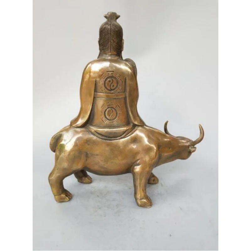 

Copper Statue Chinese pure brass Taoism founder Lao tze to ride cow statue