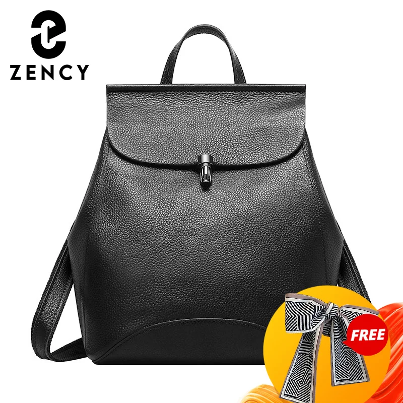 Zency Soft Genuine Leather Rucksack 2022 New Fashion Trend Women Backpack Large Capacity  Shoulder Bag Girl Back To School Bag