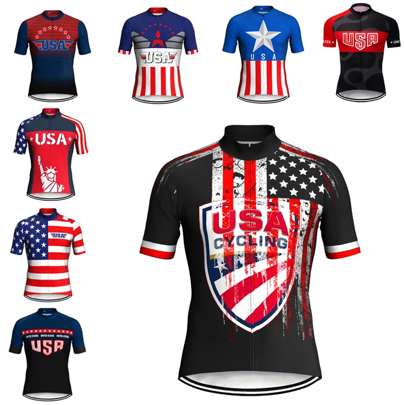 

Pro Summer USA Short Jersey Bicycle Cycling MTB Jacket Race Sport Top Wear For Road Mountain Polyester 2022 Outdoor Clothing