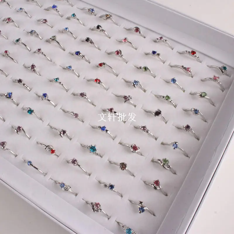 

Disney Ring Colorful Crystals a Diamond Cute Female Coin Material Couple Rings Boxed Diamond Ring