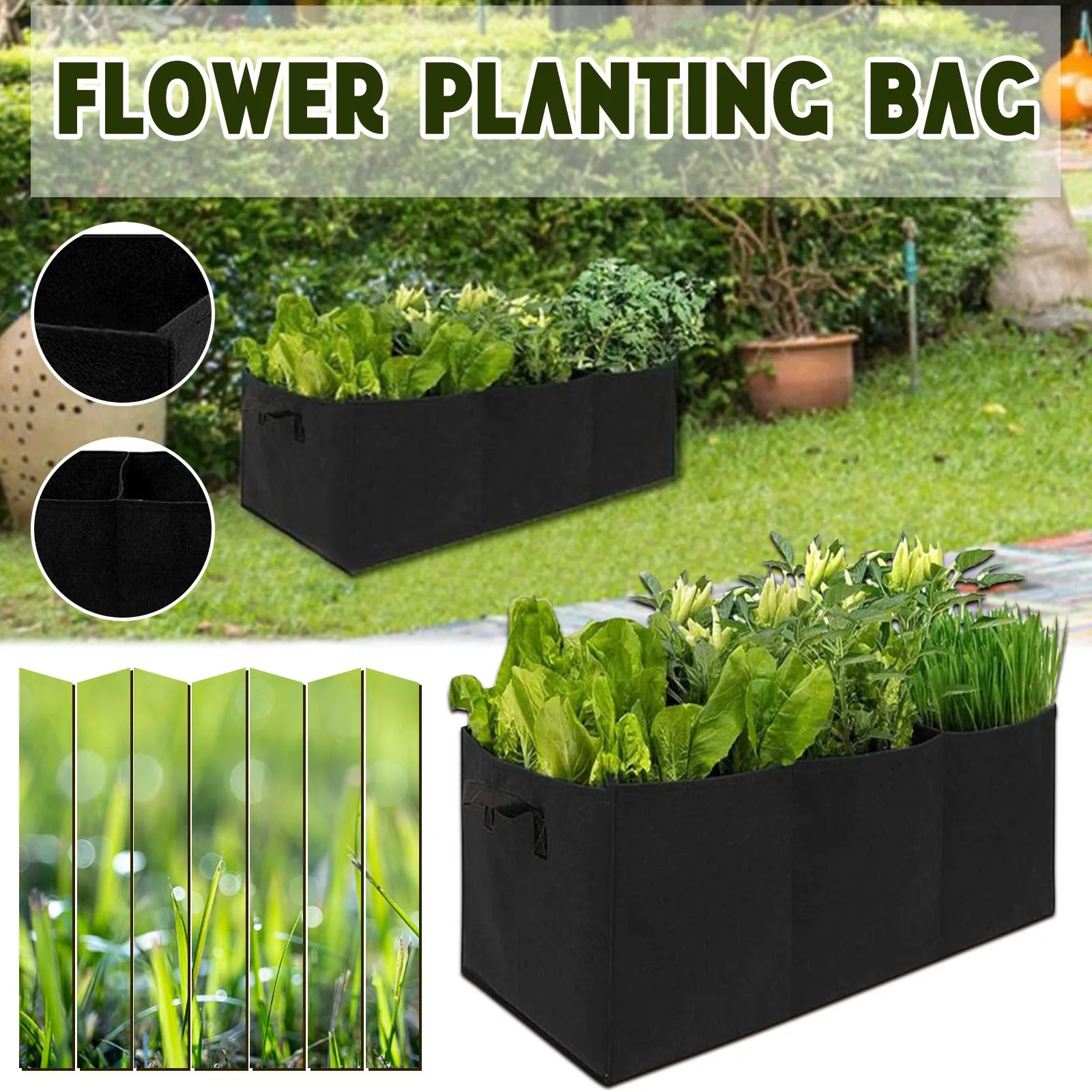 

Fabric Large Growed Bag Raised With 3 Beds Potato Compartments- Garden Planting Patio Lawn & Garden