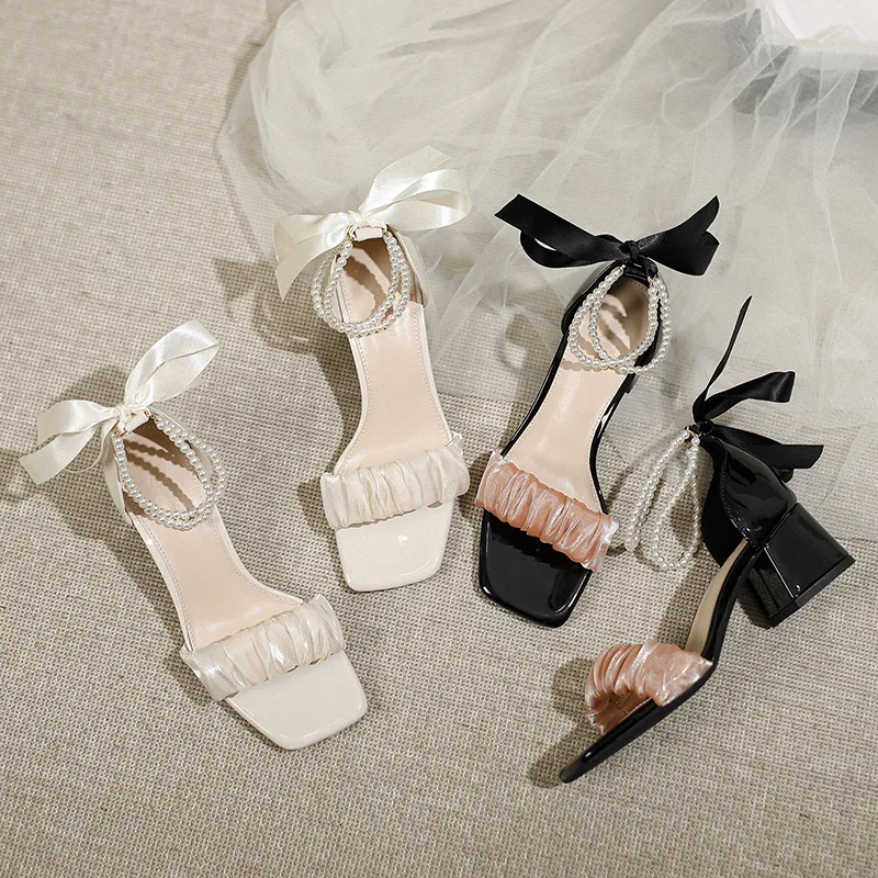 

Low Sandals Woman Leather Low-heeled Rome Hoof Heels PU Rubber Fabric Slides Low Sandals Woman Leather Low-heeled Fabric Slides