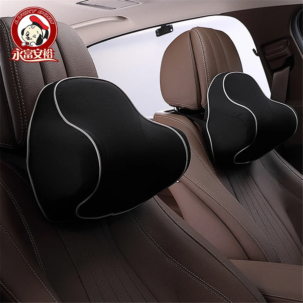 

Car Neck Pillow and Lumbar Support Back Cushion Kit Memory Foam Erognomic Design Fit Muscle Pain and Tension Relief for Car Seat