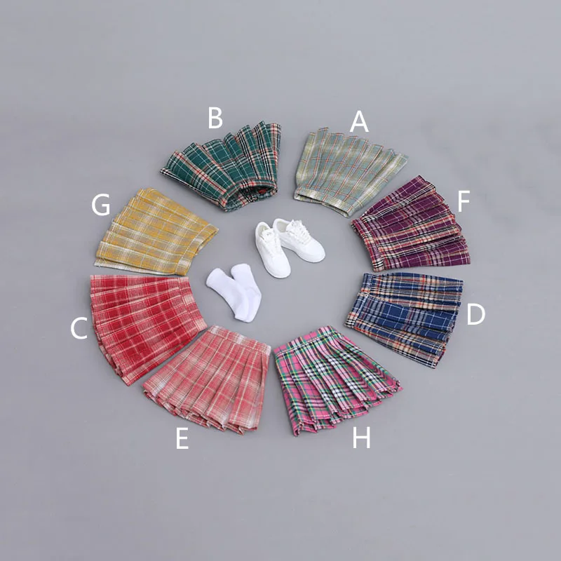 

1/6 Scale Female Cute Plaid Pleated Skirt Japanese Student JK Uniform Mini Skirt for 12inch Action Figure Body Model