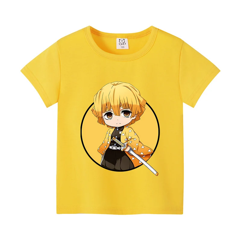 Детская одежда с рассекающим демонов футболка Kamado Tanjirou Nezuko топы коротким рукавом