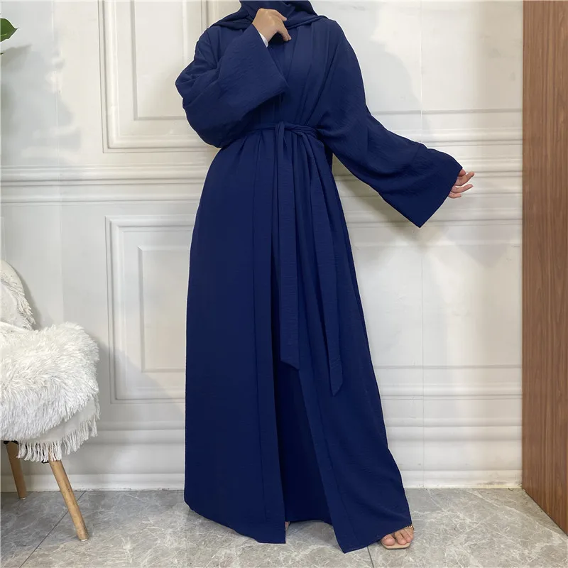 2PC Set Muslim Woman Minimalist Matching Outfits Abaya Kimono Dubai Turkish Modesty Casual Ramadan  muslim sets
